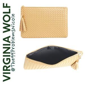 Virginia Wolf Gold Woven Mimi Pouch Clutch